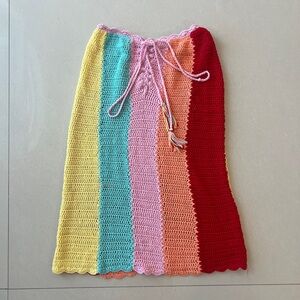 Colorful Crochet Dress with Drawstring